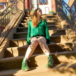 1460 Smooth Leather Green Lace-Up Boots